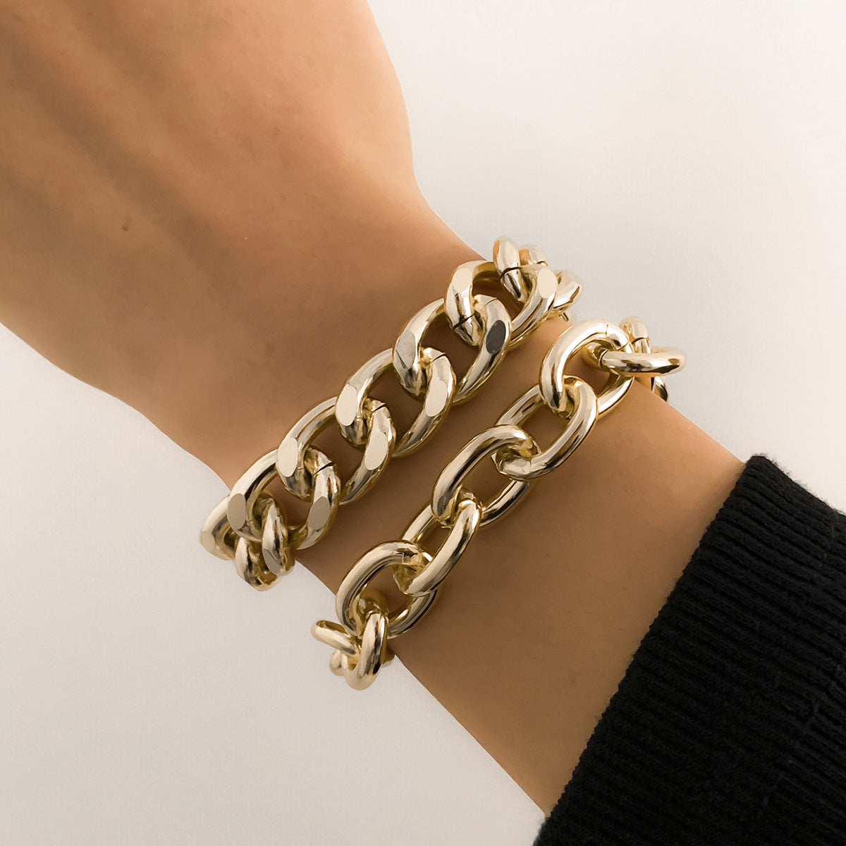 Planderful Vienna Verve Heavy Punk Metal Chain Bracelet For Women Exaggerated Hollow Retro Statement Jewelry