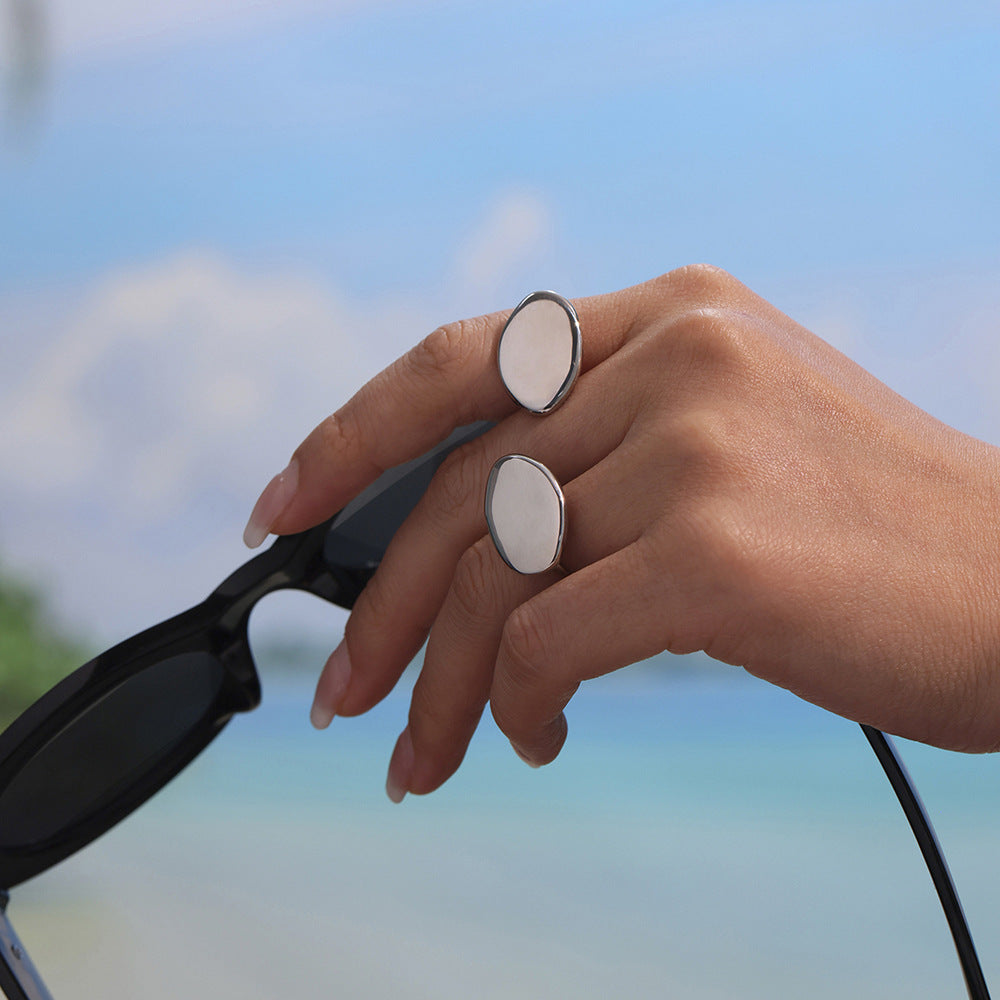 Planderful Adjustable Gold Textured Oval Ring For Men