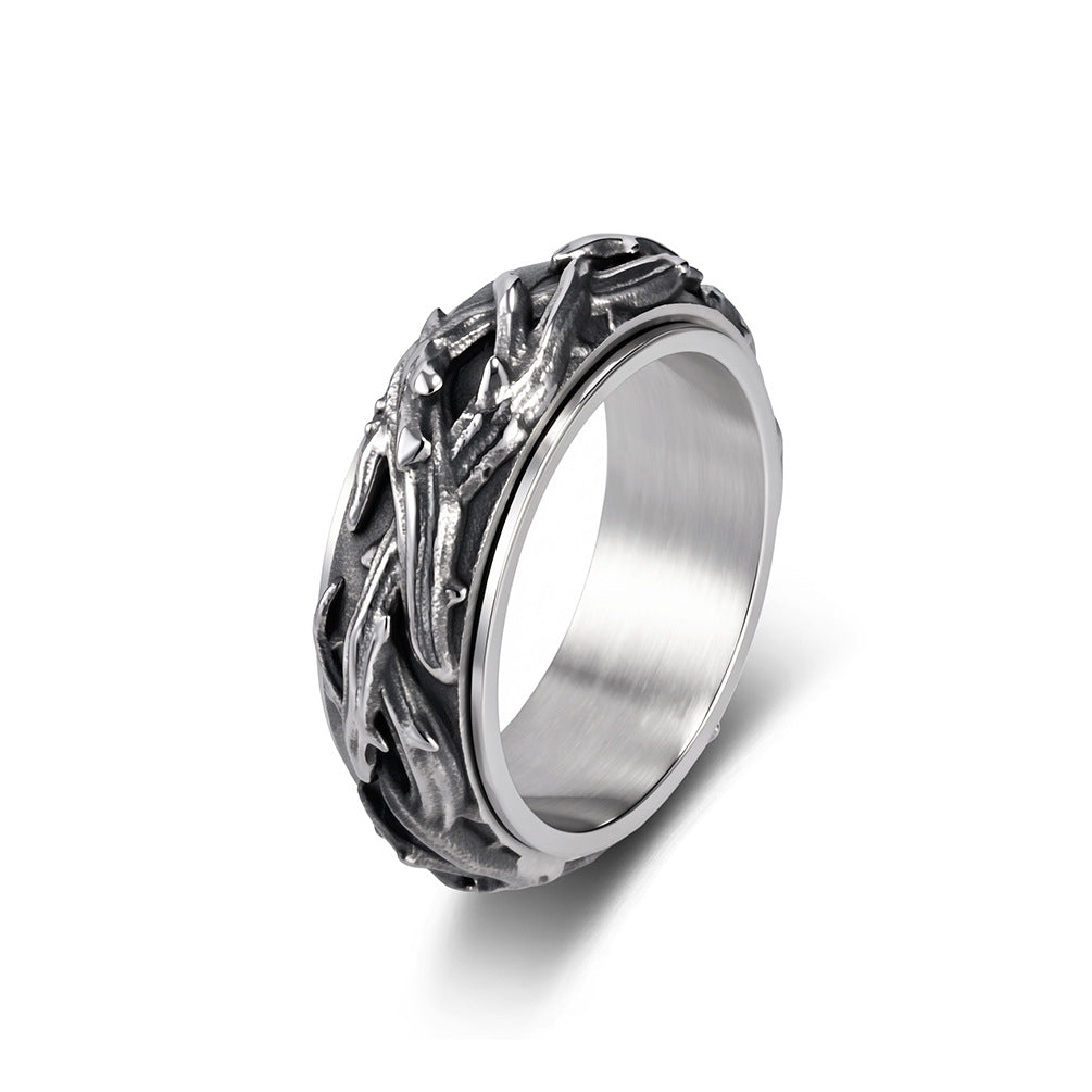 Braided Spinner Vintage Stainless Steel Ring for Men