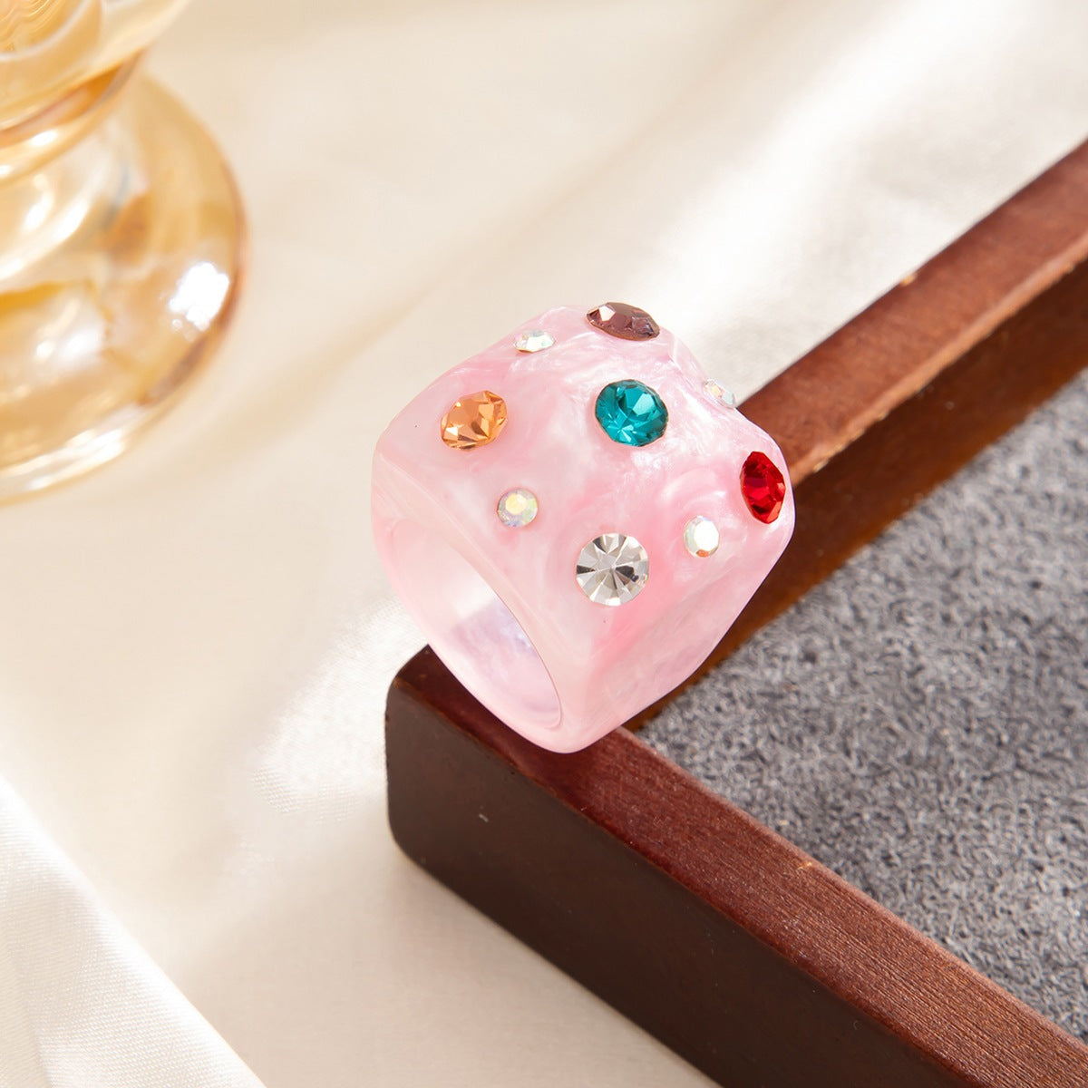 Planderful Zircon Square Ring For Women Smudged Micro Inlaid Sparkling Statement Jewelry Vienna Verve