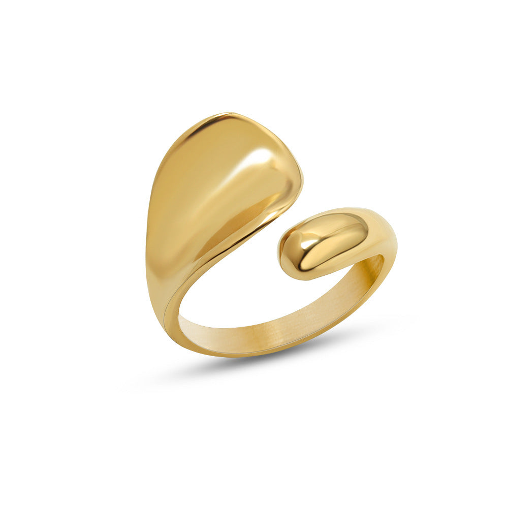 French Chic Titanium Steel 18k Gold Index Finger Geometric Ring