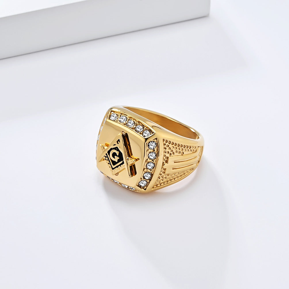 Cross-Border Retro Hip-Hop HIOHOP Titanium Steel Ring for Men