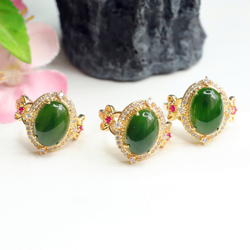 Hetian Jasper Statement Ring