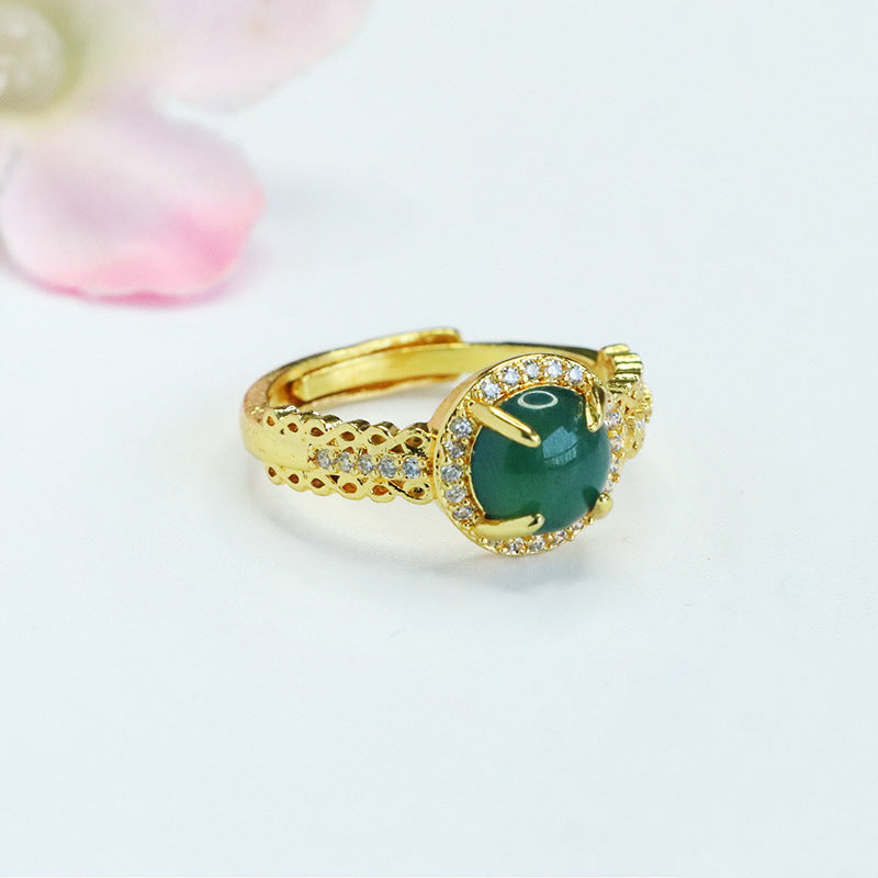 Blue-Water Jadeite Woven Ring
