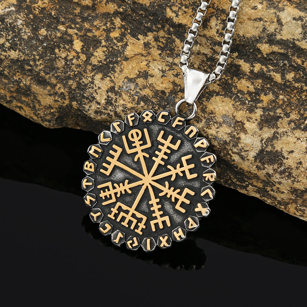 Planderful Viking Compass Rune Pendant Necklace for Men