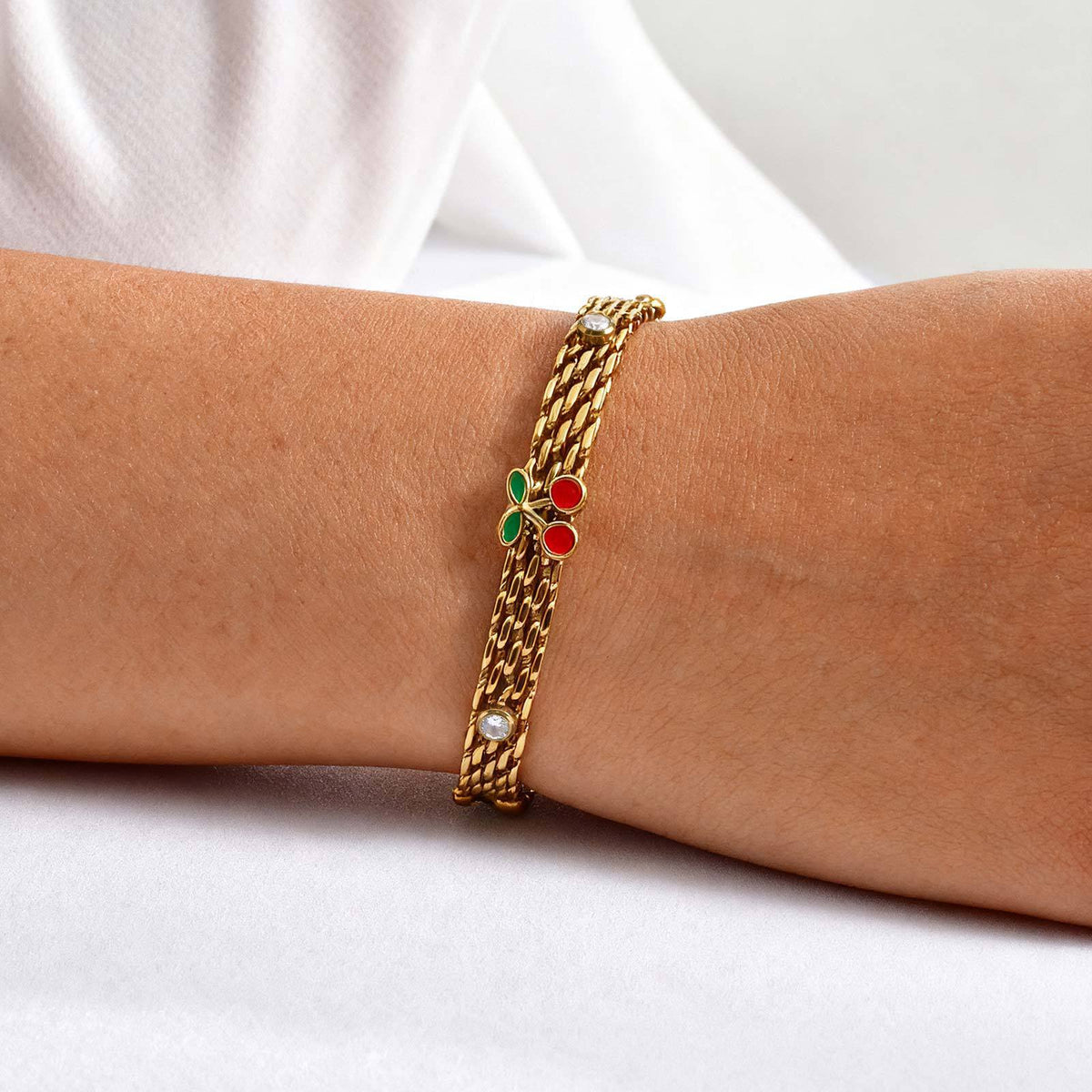 Flower Shell Zircon Stainless Steel Bracelet