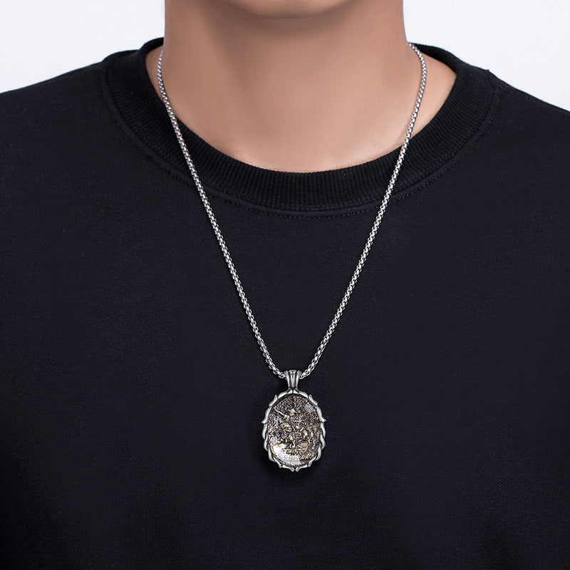 Steel Necklace – Vintage Buddha Pendant For Men