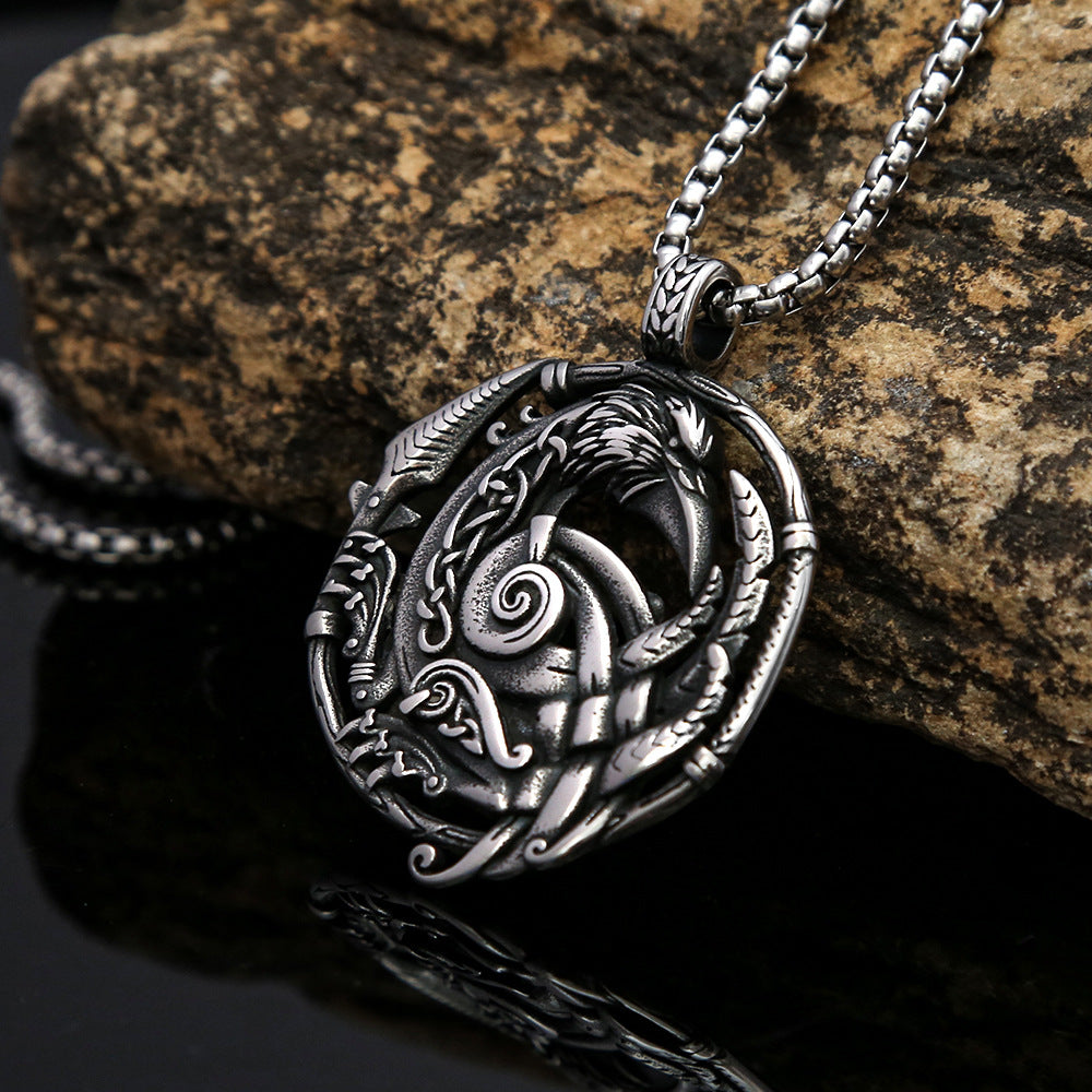 European And American Retro Men's Stainless Steel Viking Pendant Necklace
