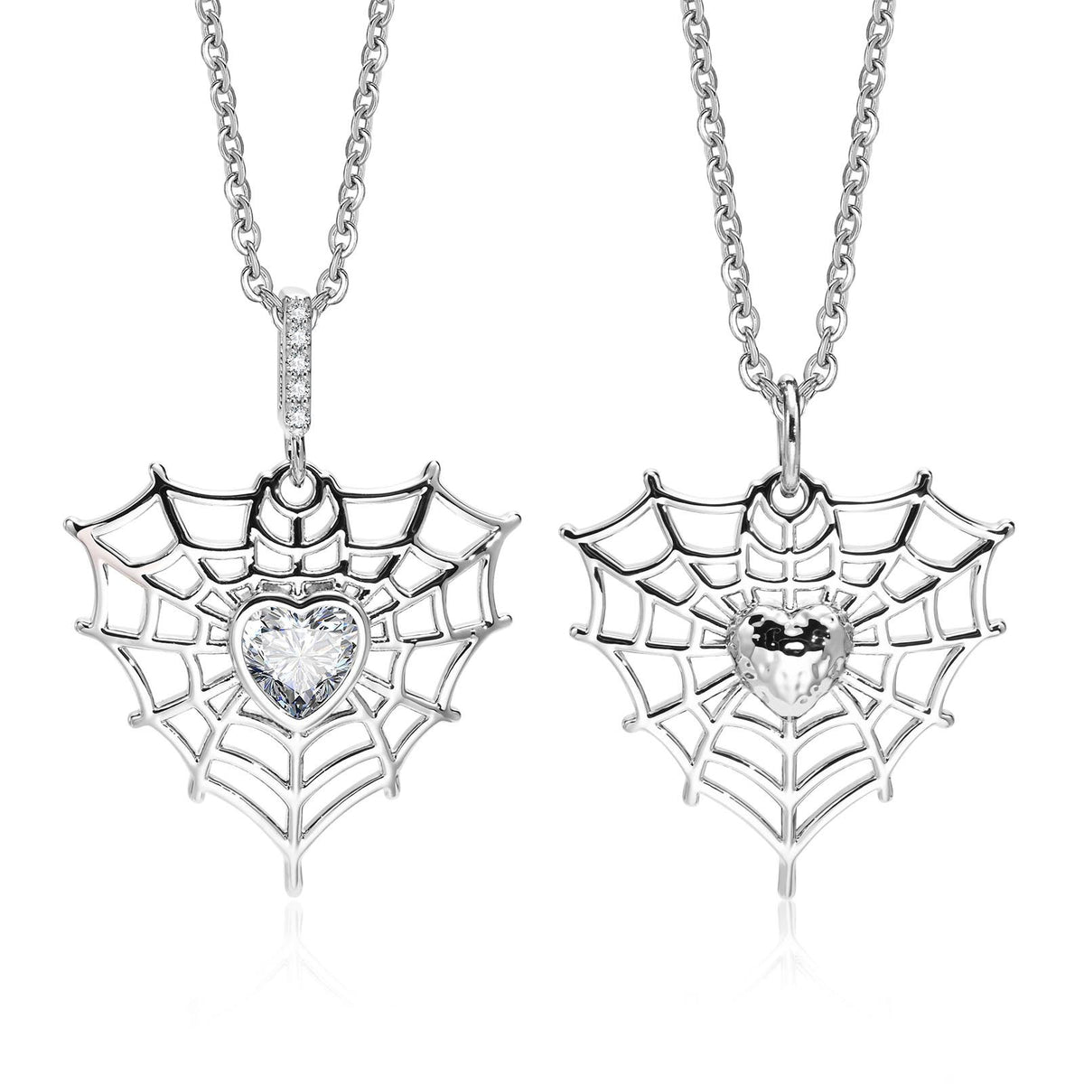 Copper One-Web Love Pendant Gothic Spider Web Love Inlaid Zircon Spider Necklace Couple