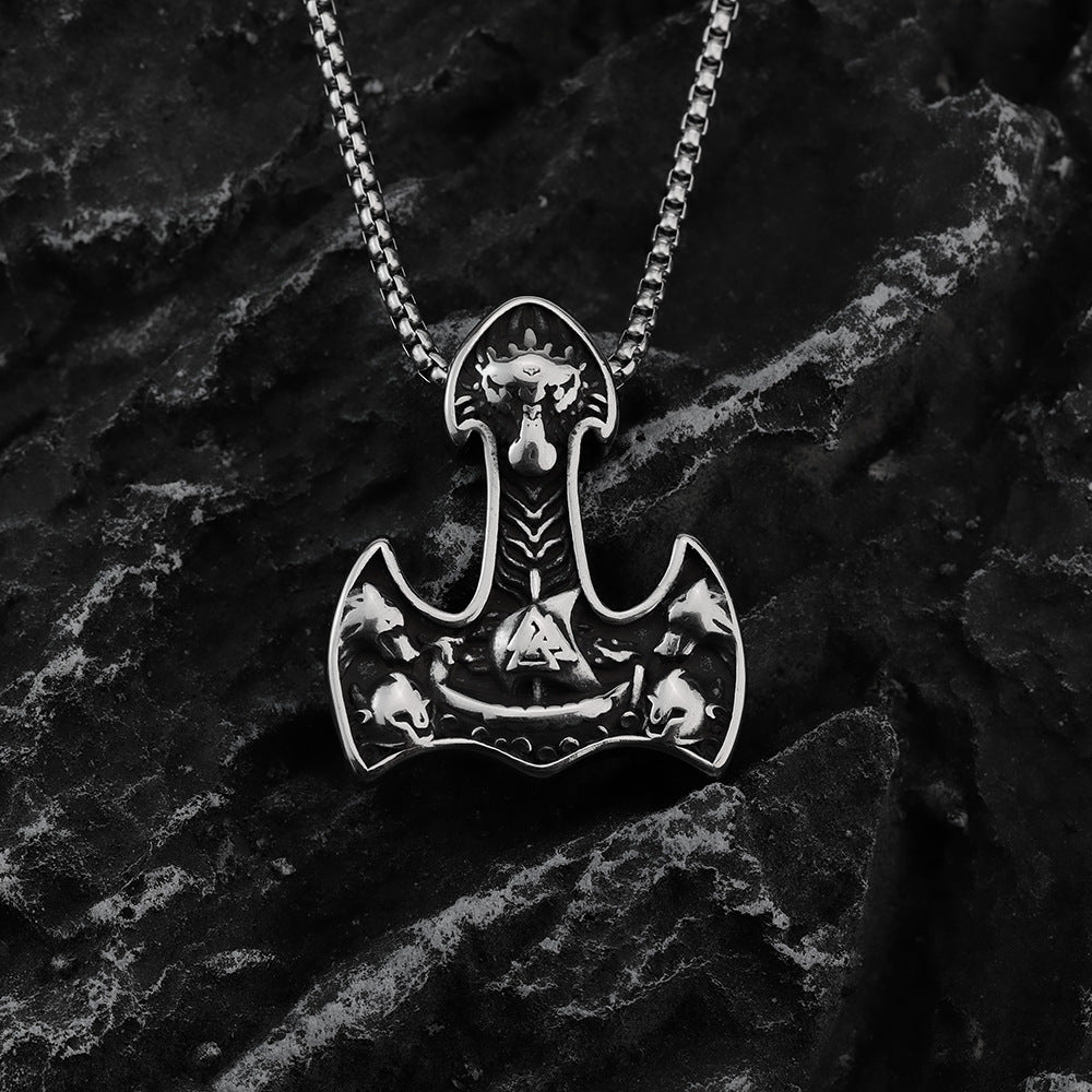 Vintage Nordic Stainless Steel Men's Viking Rune Pendant
