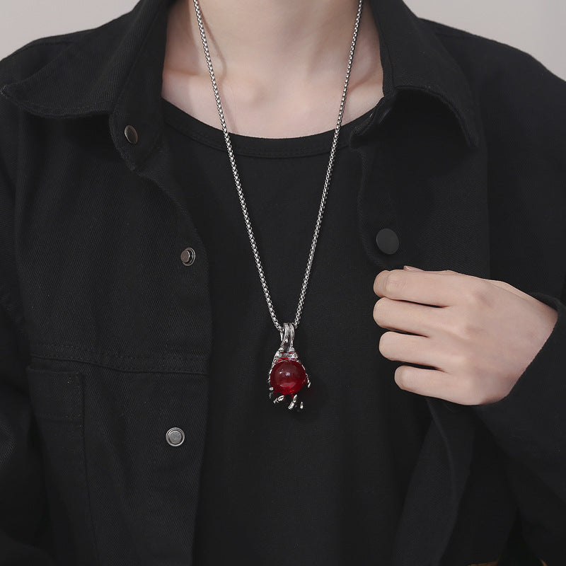 Steel Necklace – Statement Dragon Claw Pendant