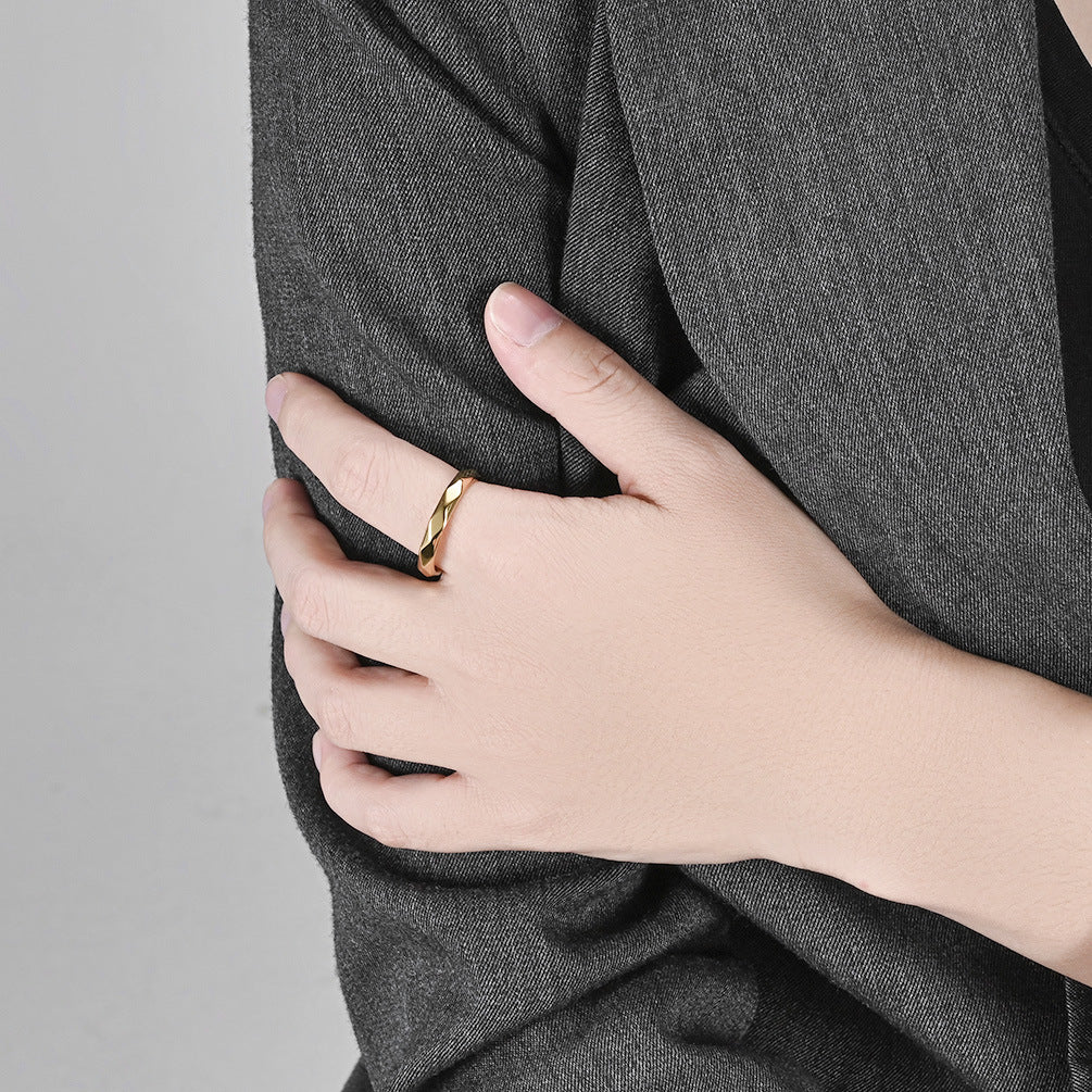 Steel Ring – Elegant Geometric Rhombus Design Everyday Wear For Modern Hipster Style