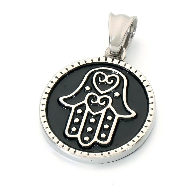 Retro Palm Round Brand Pendant Mysterious Style Nordic Old Triangular Knot Rune Stainless Necklace