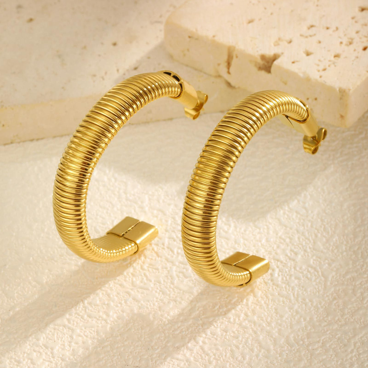 Refined Gold-Tone Stainless Steel Earrings