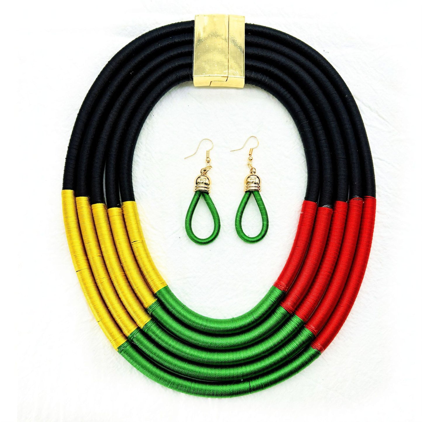 Planderful Savanna Rhythms Necklace and Earrings Set – Fashionable Multi-Layer Design