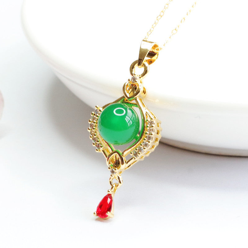 Green Chalcedony Zircon Pendant Necklace from Fortune's Favor Collection