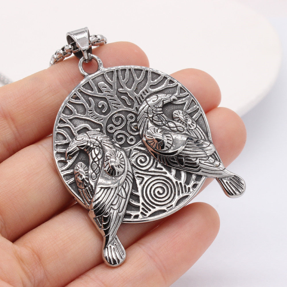 Viking Crow Titanium Steel Pendant For Men And Women Unisex Protection Statement Planderful Everyday Genie