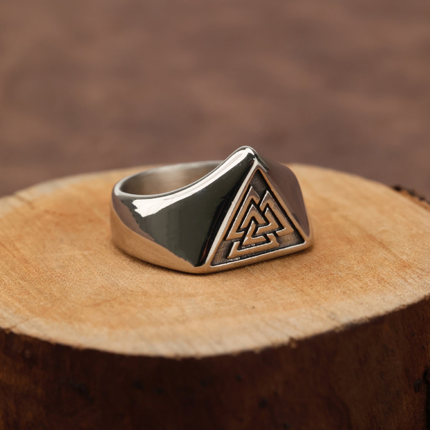 Planderful Shop Stainless Steel Viking Triangle Ring For Men Edgy Punk Hip Hop Style Durable