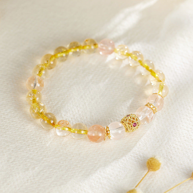 Natural Citrine Red Glue Flower Bracelet Chinese Style Accessories Women's Wholesale