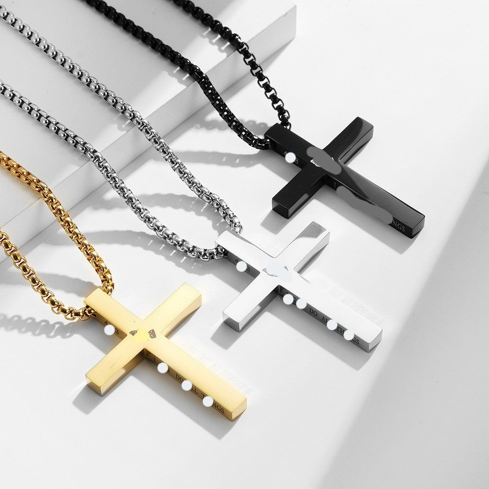 Stainless Steel Cross Prayer Hands Necklace