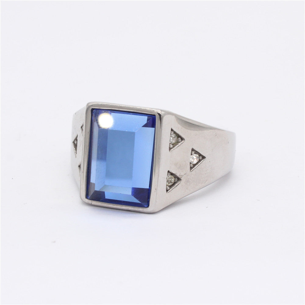 Unisex Titanium Steel Ring With Color Stone Protection Statement Planderful Everyday Genie Collection