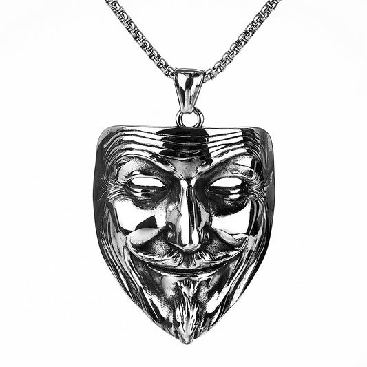European And American Retro Movie V-Shaped Revenge Mask Necklace