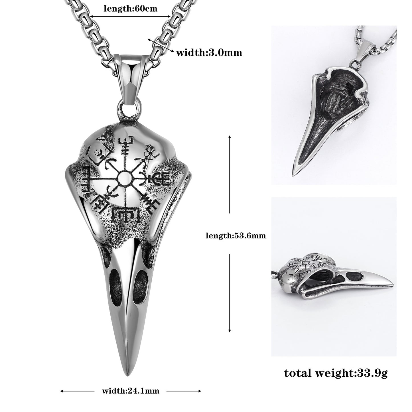 Steel Necklace – Statement Viking Eagle Beak Pendant For Punk Style Hip Hop Accessory By Planderful