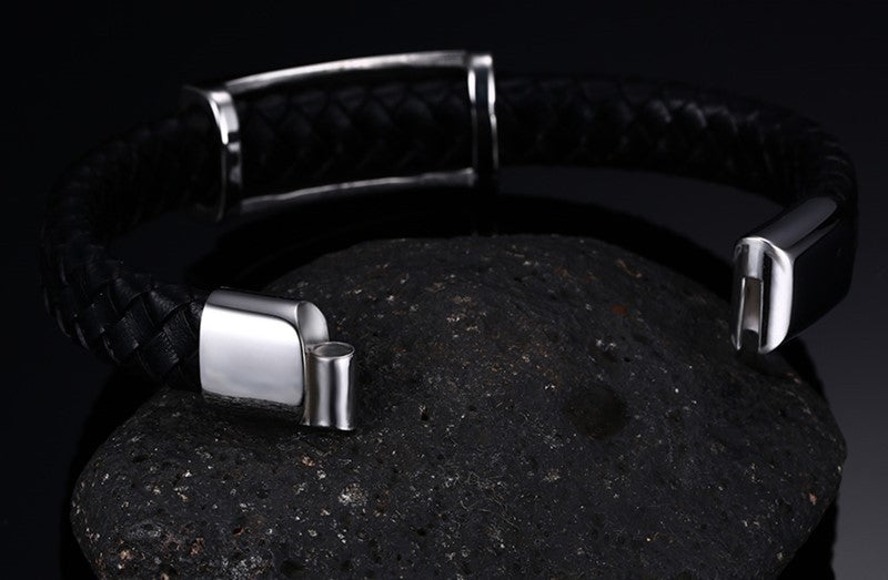 Freemasonry Leather Bracelet Titanium Steel Punk Stainless Steel