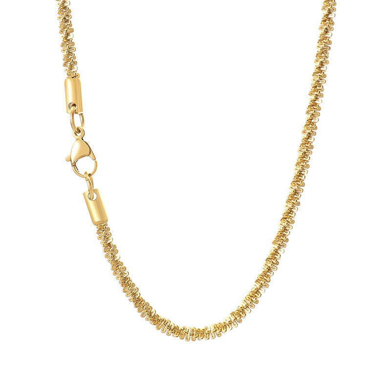 And Stainless Steel Women'S Flash Chain Collarbone Chain, Minimalist Twisted Rope Chain Corn Necklace