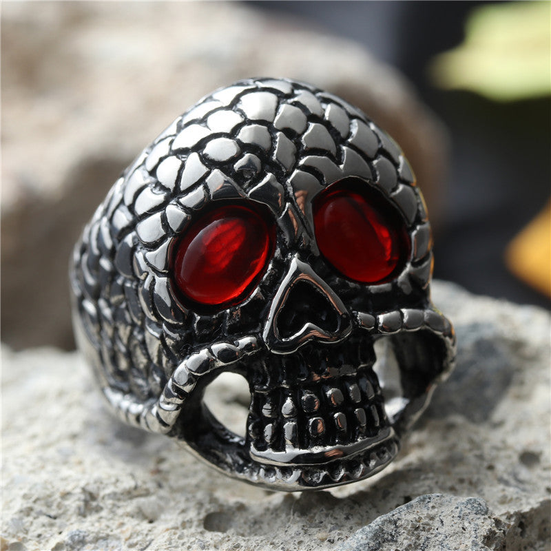 Multi-Color Titanium Steel Skull Ring for Men - Retro Hipster Punk Style