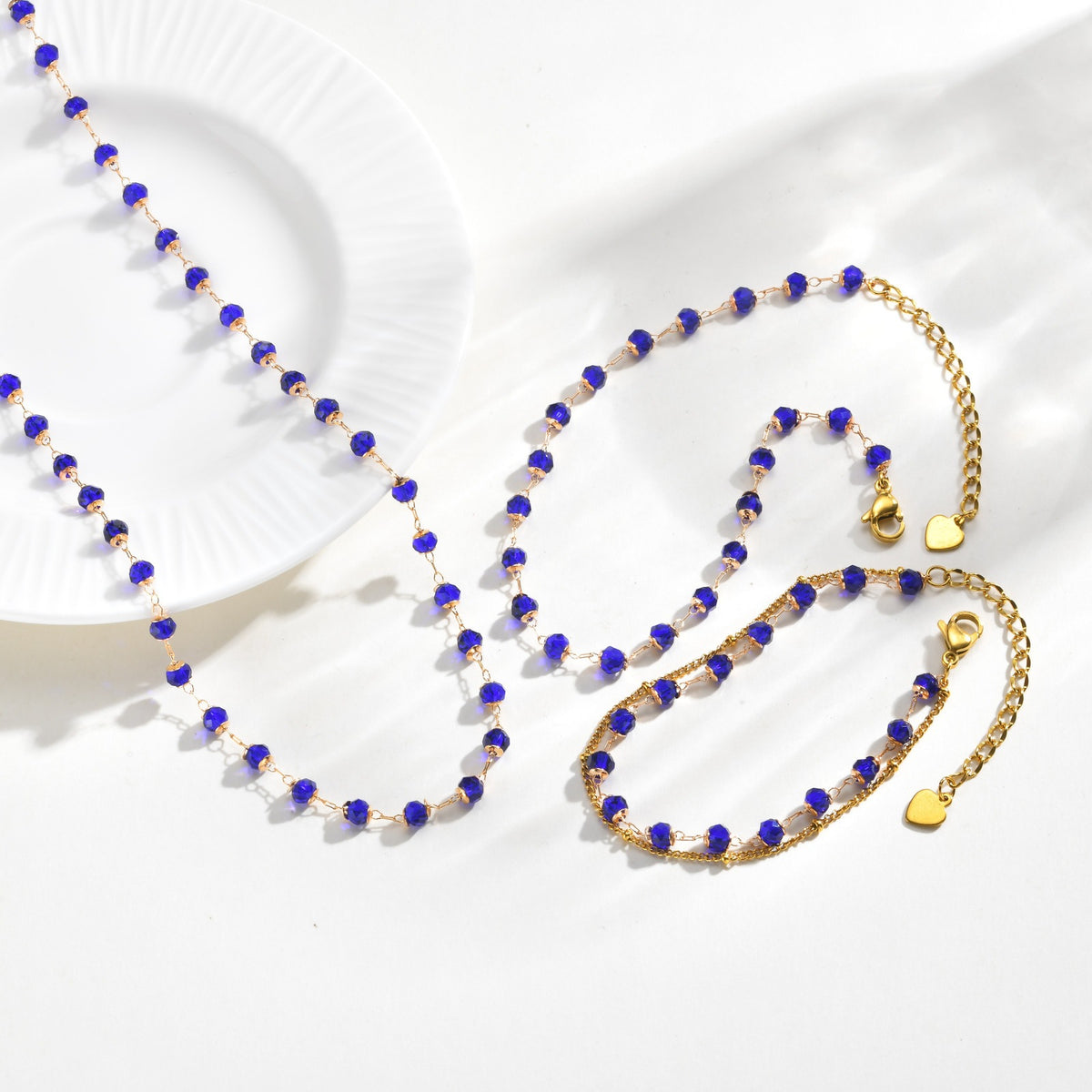 Beaded Chain Jewelry Collection – Bracelet, Anklet & Necklace