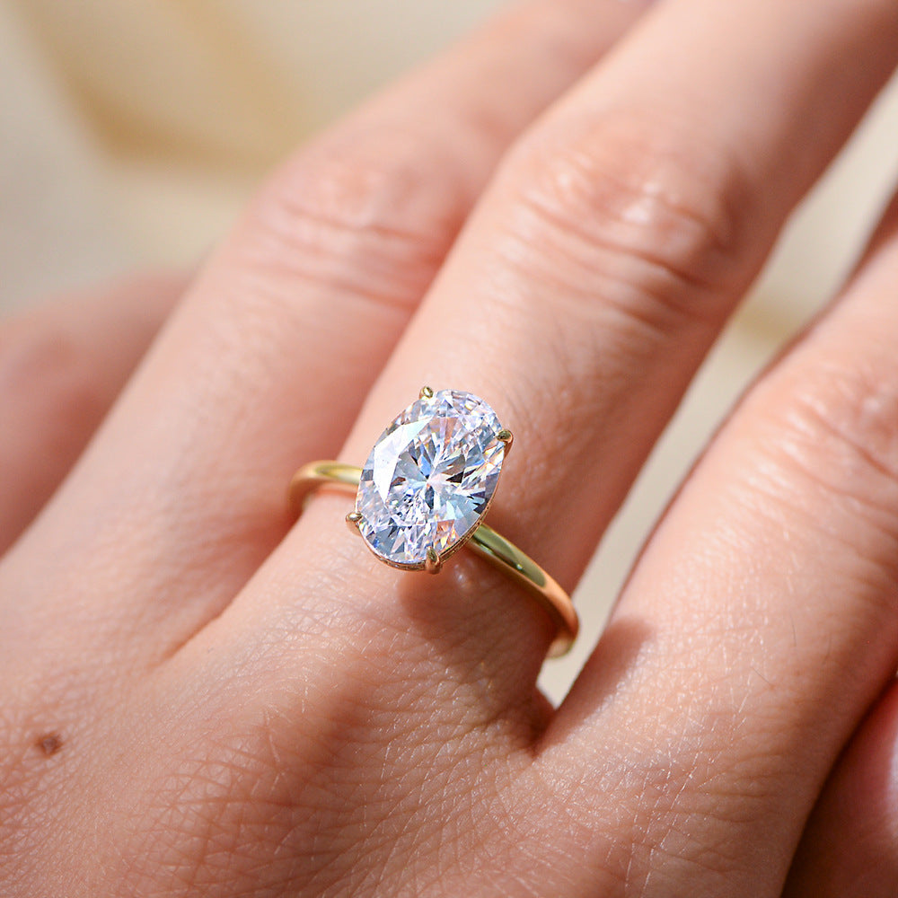 S925 Sterling Silver 8 12 Oval Zircon Ring High-Quality Ring