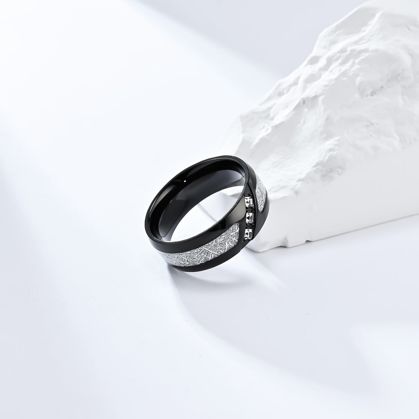 Cross-Border Jewelry Supply Square Zircon Titanium Steel Ring