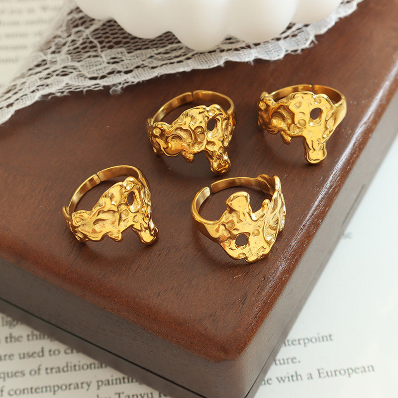 Niche Design Water Ripples Ring with Irregular Folds