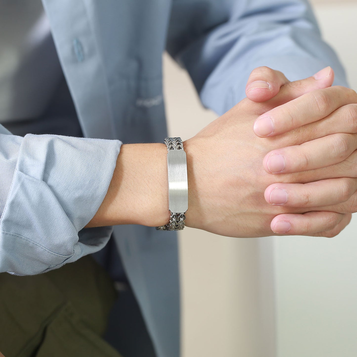 Men's Coarse Bracelet Stainless Steel Bent Double Chain Jewelry