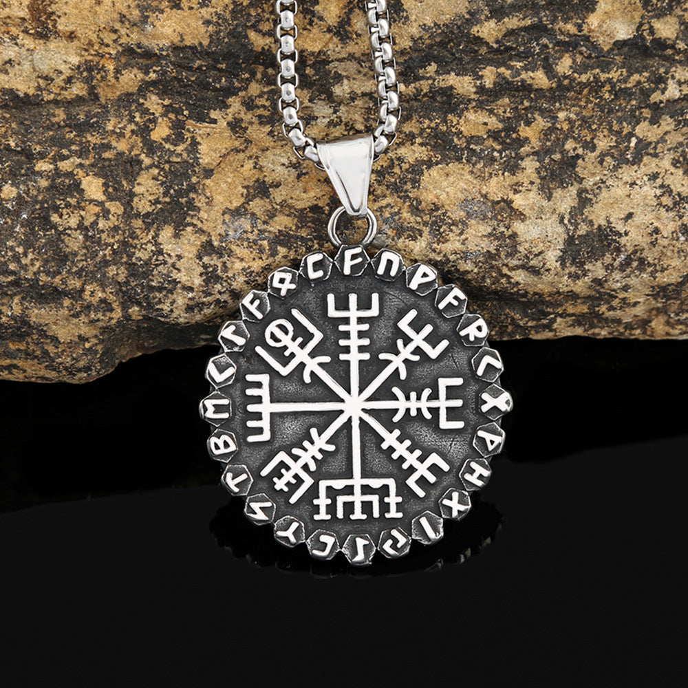 Planderful Viking Compass Rune Pendant Necklace for Men