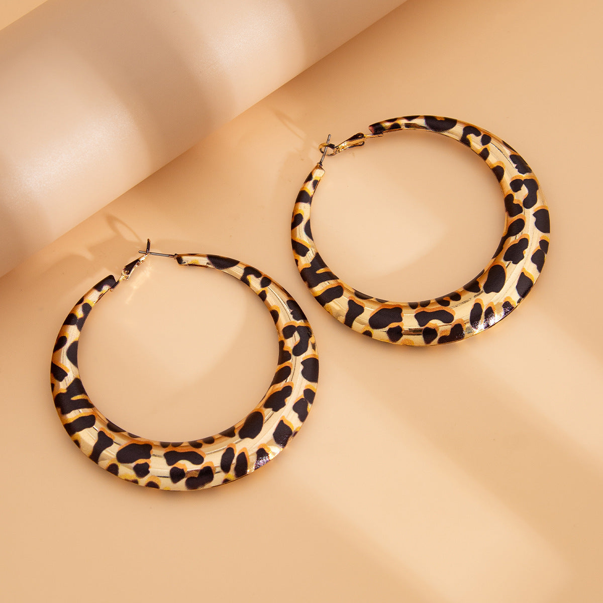 Geometric Metal Circle Earrings Leopard Print Bold Statement For Women By Planderful Vienna Verve