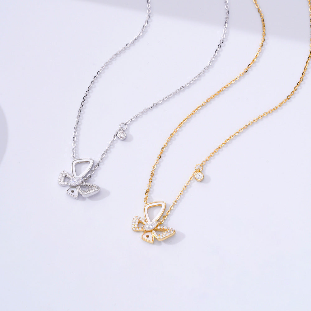 Fresh And Sweet 925 Sterling Silver Butterfly Necklace