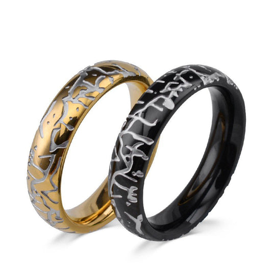 Cracked Texture Stainless Steel Ring for Men