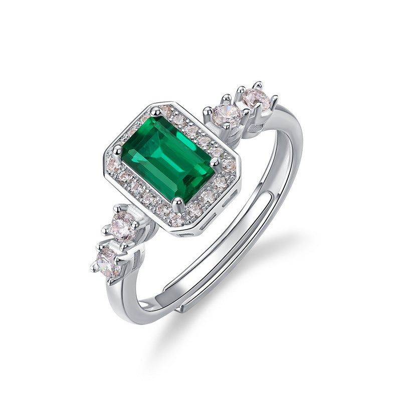 Planderful Classic Lab-Grown Emerald Sterling Silver Ring – Style 2