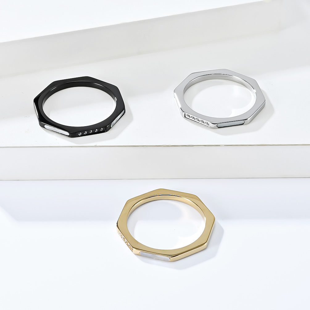 Planderful Zircon Inlaid Steel Ring For Women Everyday Genie Collection Romantic Light Luxury Hand Jewelry