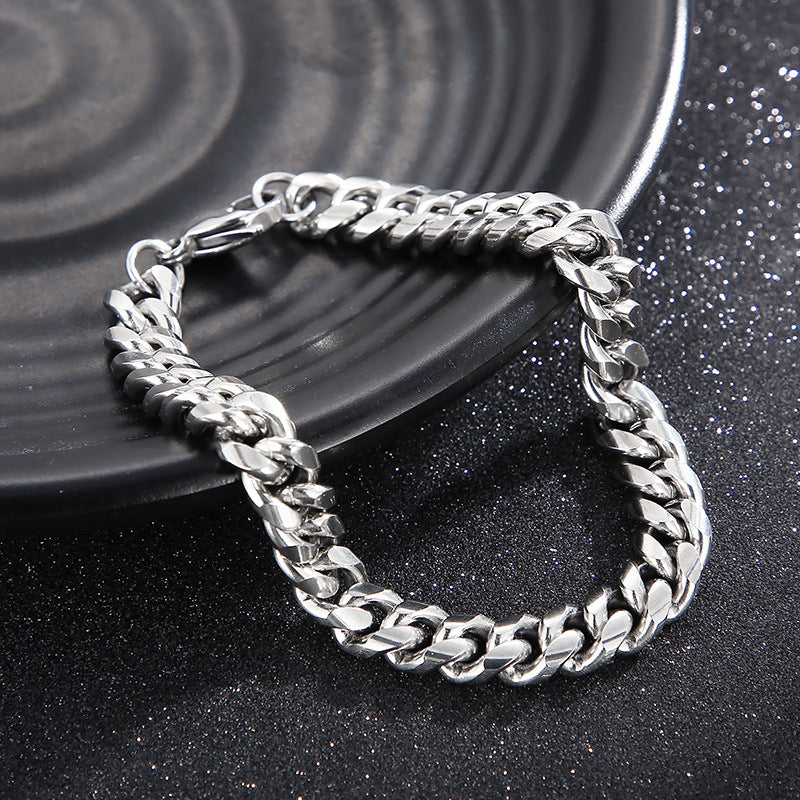 Cool Men's Titanium Steel Does Not Fade Lobster Buckle Bracelet Girls Niche Bracelet A