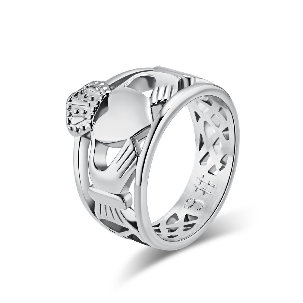 Planderful Claddagh Ring For Couples Irish Traditional Wedding Band Titanium Steel Durable Love Gift