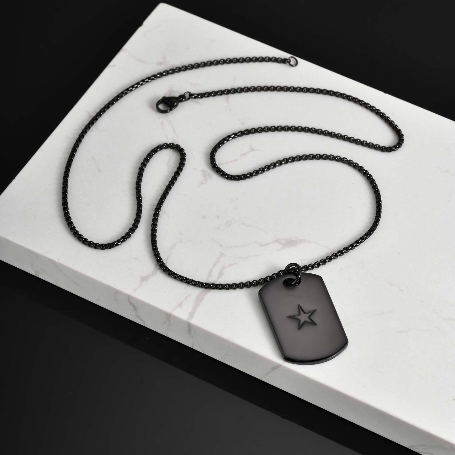 Planderful Mens Hip Hop Pentagram Stainless Dog Tag Pendant