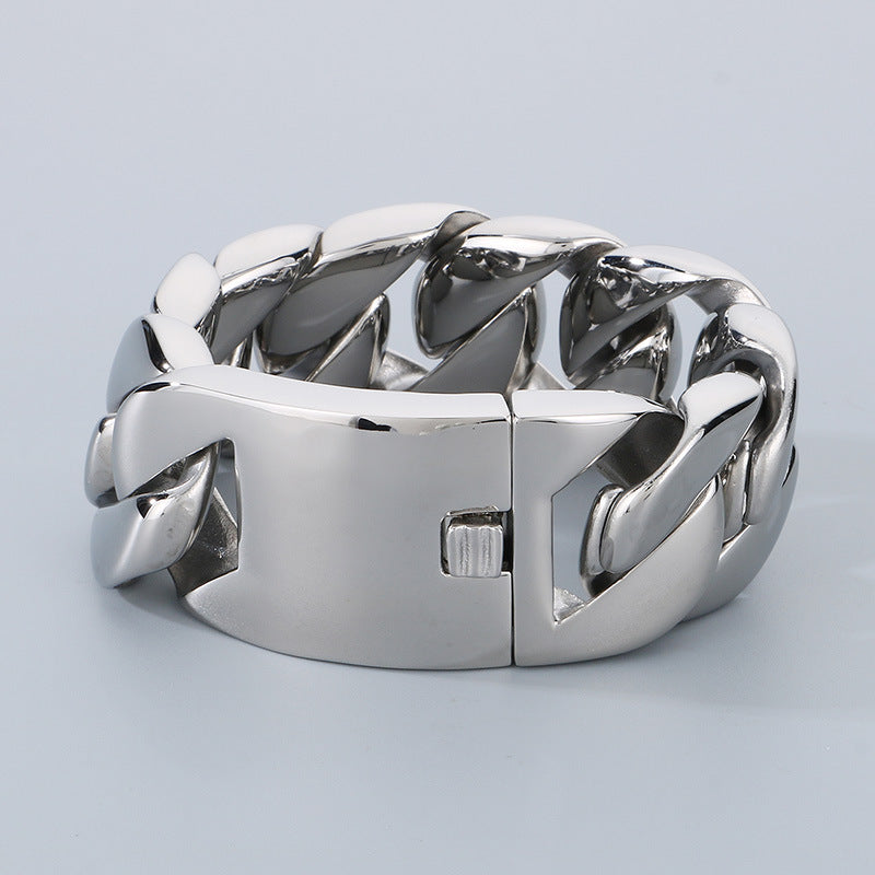 Planderful Wide Cuban Chain Bracelet For Men Titanium Steel