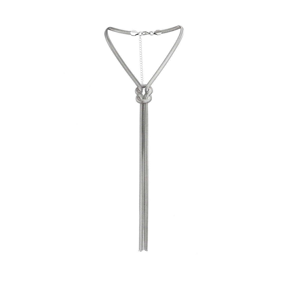 Y-Shaped Metal Geometric Necklace Knotted Snake Bone Chain Tassel Necklace For