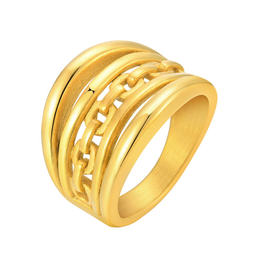 Rings Stainless Steel Multi-Layer Twist Three-Layer 18K Gold Fashion Jewelry
