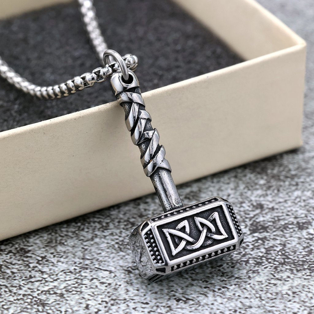 Planderful Shop Viking Pendant For Men Nordic Celtic Knot Stainless Steel Double Sided Necklace