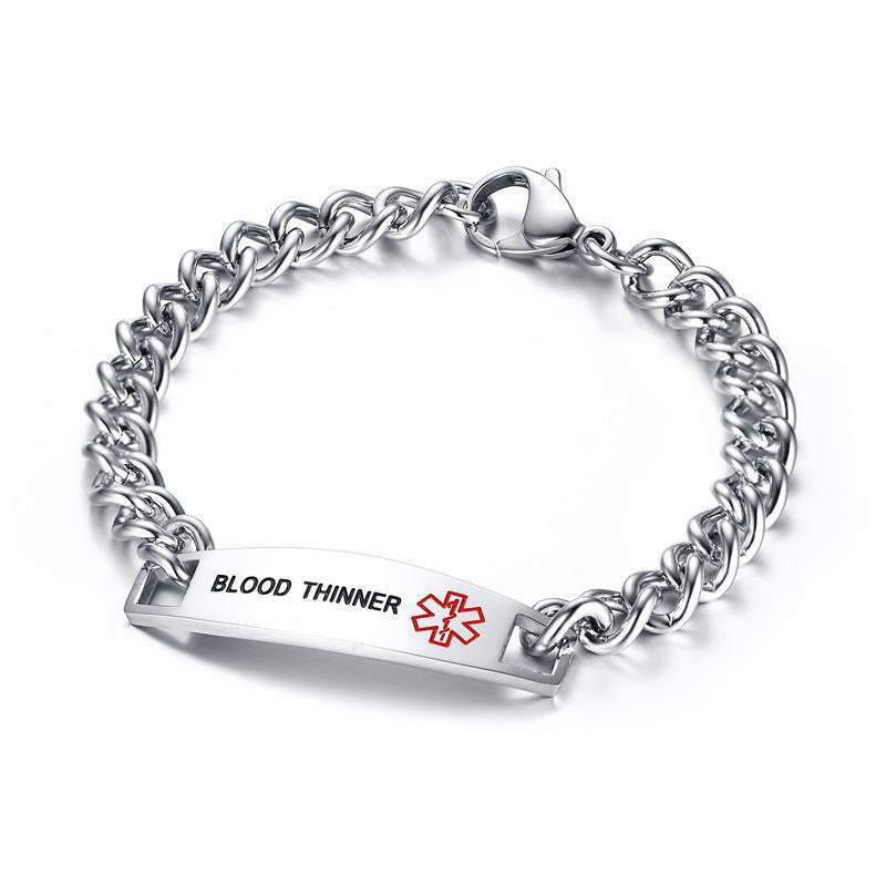 Cross-Border Jewelry Bracelet 12MM Stainless Steel Curved Medical Logo Bracelet Men's Titanium Steel Bracelet for Men