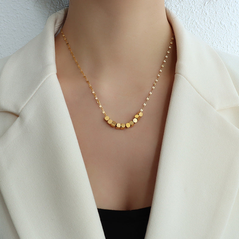 Geometric Square Titanium Necklace for Women - Wealth and Luxury Jewelry